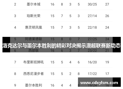 洛克达尔与墨尔本胜利的精彩对决揭示澳超联赛新动态
